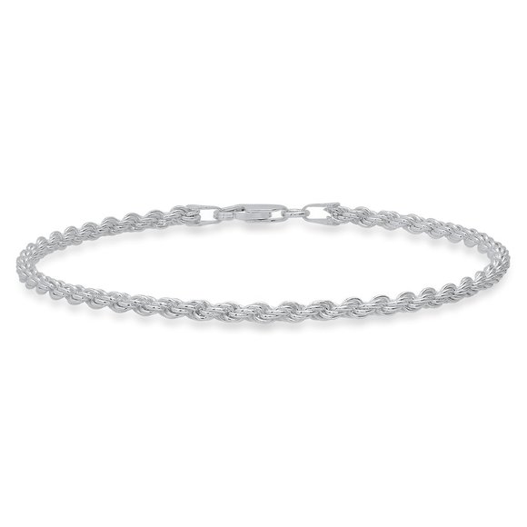 8.5" Mens Silver Rope Chain Bracelet - Picture 1 of 6